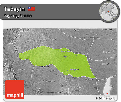 Physical 3D Map of Tabayin, desaturated