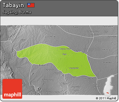 Physical 3D Map of Tabayin, desaturated