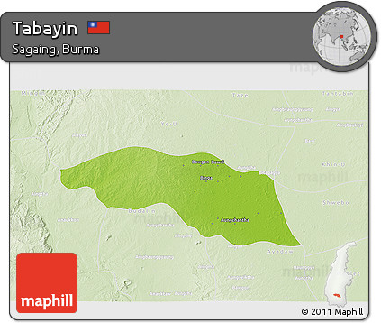 Physical 3D Map of Tabayin, lighten