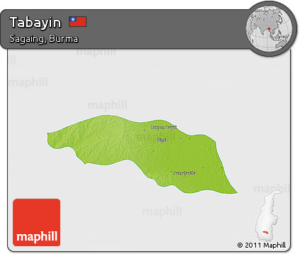 Physical 3D Map of Tabayin, single color outside