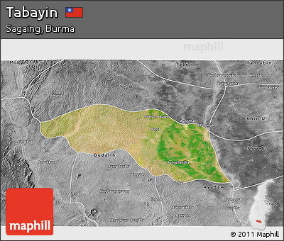 Satellite 3D Map of Tabayin, desaturated