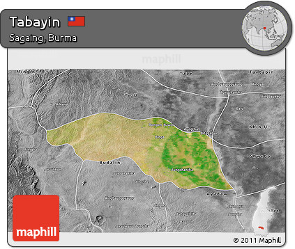 Satellite 3D Map of Tabayin, desaturated