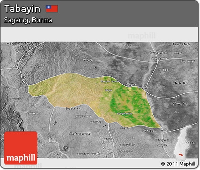 Satellite 3D Map of Tabayin, desaturated