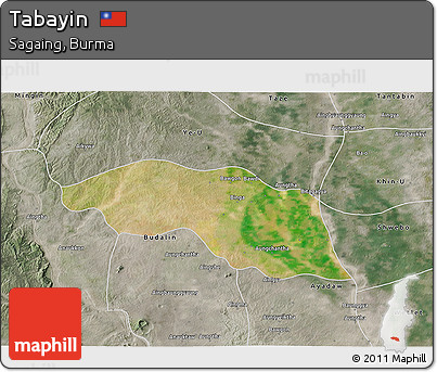 Satellite 3D Map of Tabayin, semi-desaturated