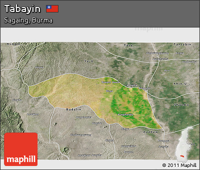 Satellite 3D Map of Tabayin, semi-desaturated