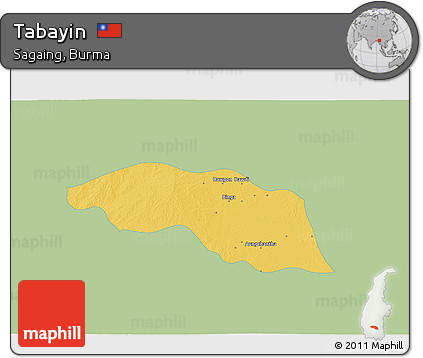 Savanna Style 3D Map of Tabayin, single color outside