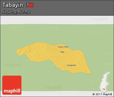 Savanna Style 3D Map of Tabayin, single color outside