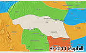Shaded Relief 3D Map of Tabayin, political outside