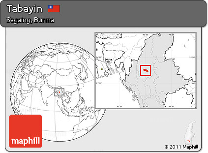 Blank Location Map of Tabayin, highlighted country