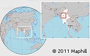 Gray Location Map of Tabayin, highlighted country, within the entire country