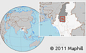 Gray Location Map of Tabayin, highlighted country, highlighted parent region