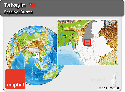 Physical Location Map of Tabayin, highlighted country, highlighted parent region