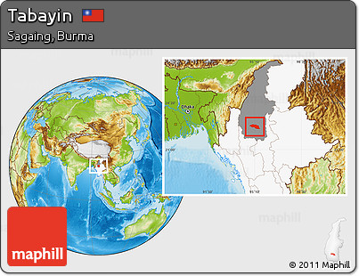 Physical Location Map of Tabayin, highlighted country, highlighted parent region