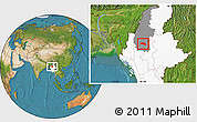 Satellite Location Map of Tabayin, highlighted country, highlighted parent region