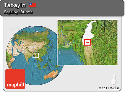 Satellite Location Map of Tabayin, highlighted parent region
