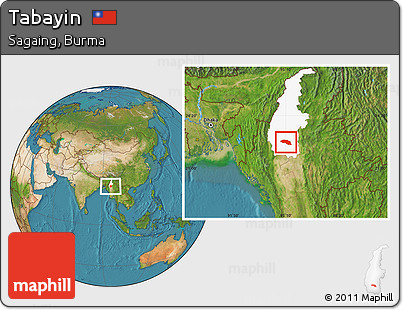 Satellite Location Map of Tabayin, highlighted parent region