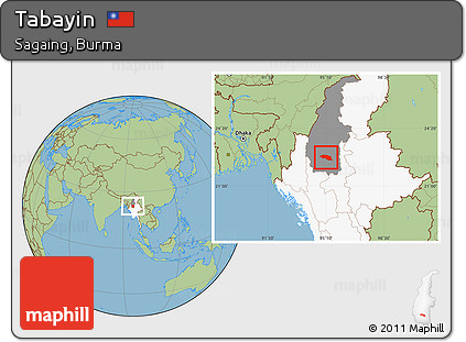 Savanna Style Location Map of Tabayin, highlighted country, highlighted parent region