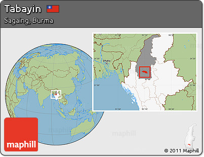 Savanna Style Location Map of Tabayin, highlighted country, highlighted parent region