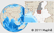 Shaded Relief Location Map of Tabayin, highlighted country, highlighted parent region