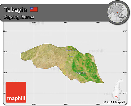 Satellite Map of Tabayin, single color outside