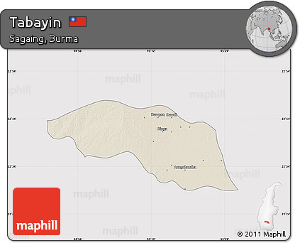 Shaded Relief Map of Tabayin, cropped outside