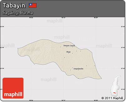 Shaded Relief Map of Tabayin, cropped outside