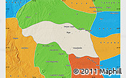 Shaded Relief Map of Tabayin, political outside