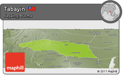 Physical Panoramic Map of Tabayin, semi-desaturated