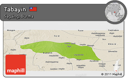 Physical Panoramic Map of Tabayin, shaded relief outside