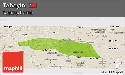 Physical Panoramic Map of Tabayin, shaded relief outside