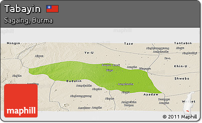 Physical Panoramic Map of Tabayin, shaded relief outside