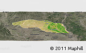 Satellite Panoramic Map of Tabayin, darken, semi-desaturated