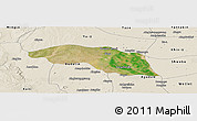 Satellite Panoramic Map of Tabayin, shaded relief outside