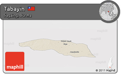 Shaded Relief Panoramic Map of Tabayin, cropped outside