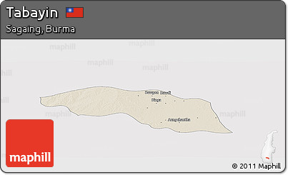 Shaded Relief Panoramic Map of Tabayin, cropped outside