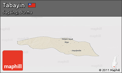 Shaded Relief Panoramic Map of Tabayin, cropped outside