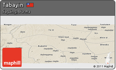 Shaded Relief Panoramic Map of Tabayin