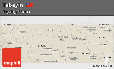 Shaded Relief Panoramic Map of Tabayin