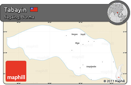 Classic Style Simple Map of Tabayin, single color outside