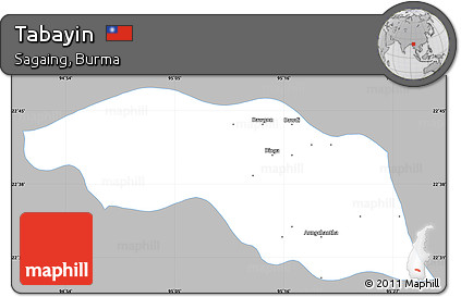 Gray Simple Map of Tabayin, single color outside
