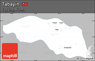 Gray Simple Map of Tabayin, single color outside