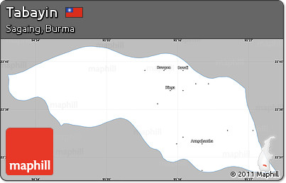Gray Simple Map of Tabayin, single color outside