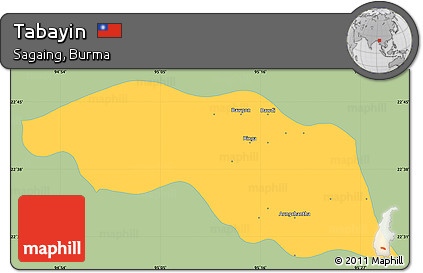 Savanna Style Simple Map of Tabayin, single color outside
