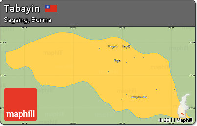 Savanna Style Simple Map of Tabayin, single color outside