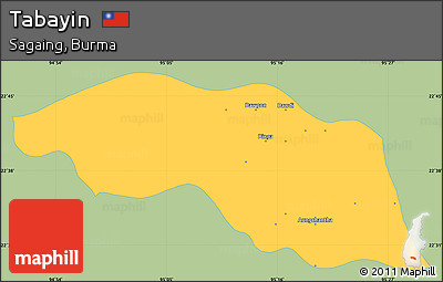 Savanna Style Simple Map of Tabayin, single color outside