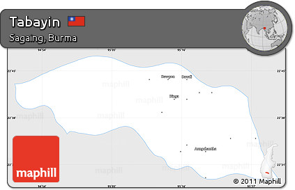 Silver Style Simple Map of Tabayin, single color outside