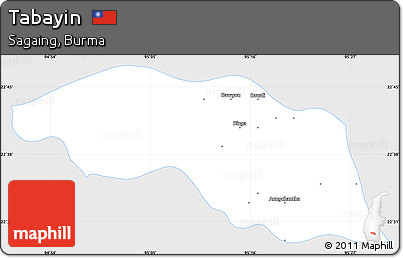 Silver Style Simple Map of Tabayin, single color outside