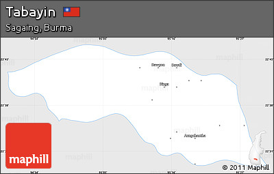 Silver Style Simple Map of Tabayin, single color outside
