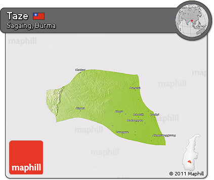 Physical 3D Map of Taze, cropped outside