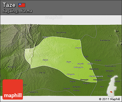Physical 3D Map of Taze, darken